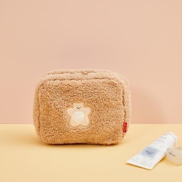 BUTTER(버터) [버터샵] 뽀글뽀글 버터곰 다용도 파우치 브라운