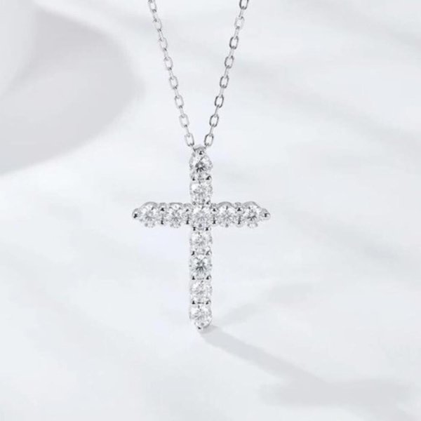 [옷자락] 여성 섬세한 큐빅 크로스 펜던트 일상용 목걸이
