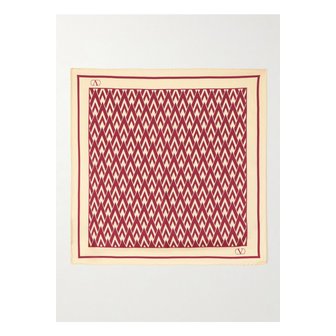 발렌티노 투트 라 비 프린트 실크 트윌 스카프 레드 46376663162845090