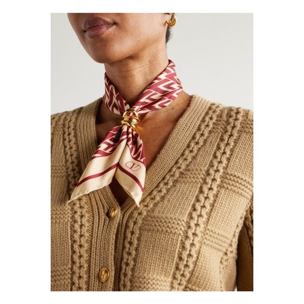 투트 라 비 프린트 실크 트윌 스카프 레드 46376663162845090