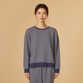 *정상가 29,900원* 여 소프트 스트라이프 맨투맨 티셔츠_NAVY