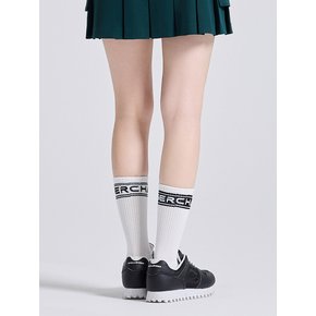 유니 언발란스 컬러블록 쿠션 중목 양말 화이트