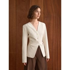 YY_V-neck commuter slim jacket_IVORY