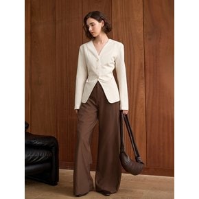 YY_V-neck commuter slim jacket_IVORY