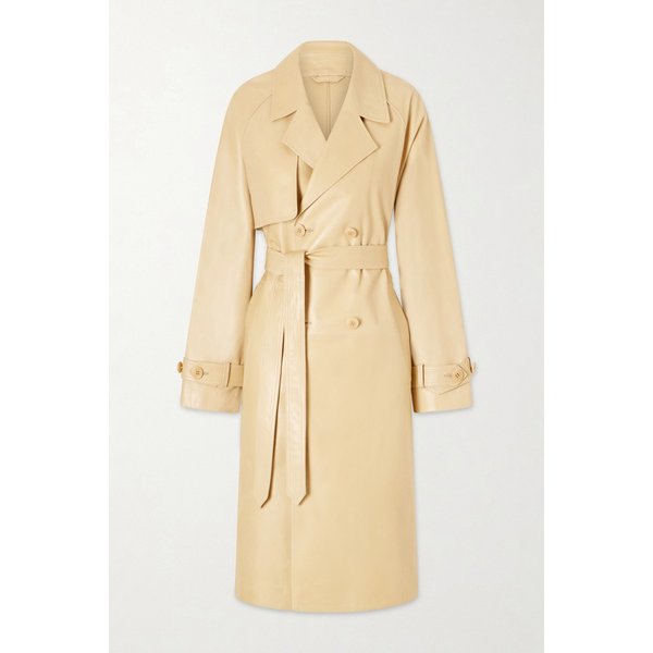 누어 해무어 더블브레스트 벨티드 가죽 트렌치 코트 46376663163049501