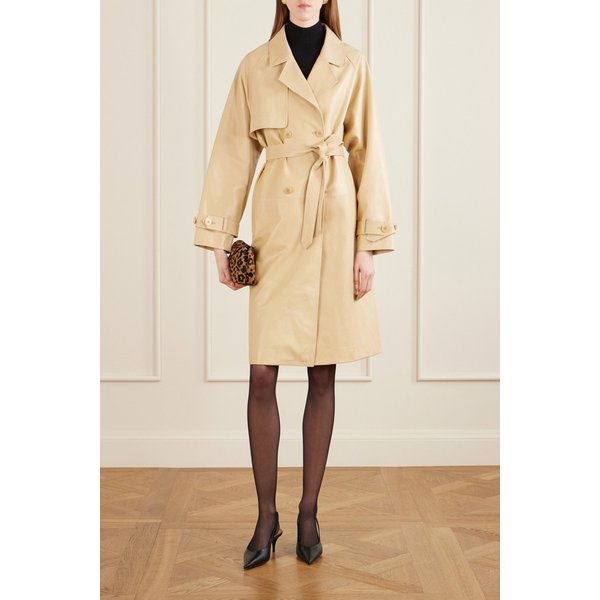 누어 해무어 더블브레스트 벨티드 가죽 트렌치 코트 46376663163049501