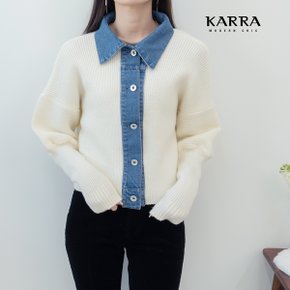 KARRA 데님배색카라니트가디건_KB3SCD006A