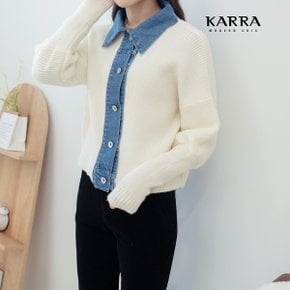 KARRA 데님배색카라니트가디건_KB3SCD006A