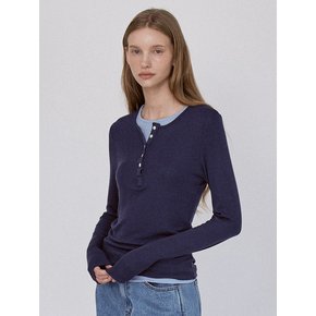 Basic Layered Panel T-Shirt - Navy