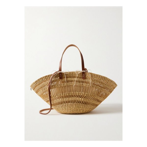 무뉴 콜레트 가죽 트리밍 스트로 토트 브라운 46376663162878922