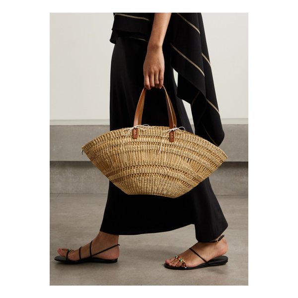 무뉴 콜레트 가죽 트리밍 스트로 토트 브라운 46376663162878922