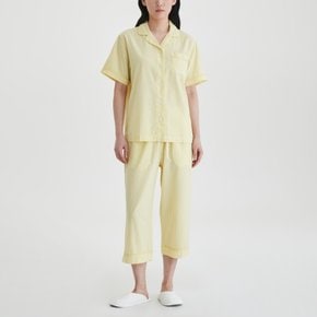 여 코튼 시어서커 7부 파자마 세트(LIGHT YELLOW/LIGHT ORANGE/SKY BLUE/NAVY/LIGHT NAVY)