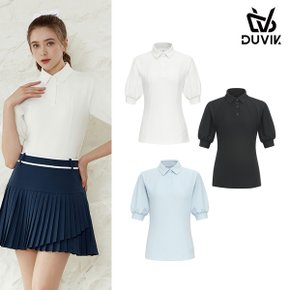 [SSG특가] 듀빅 여성 퍼프 소매 슬림핏 Y카라 티셔츠 DE2WTS122