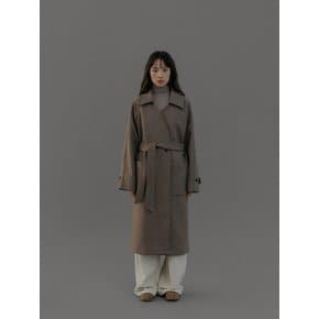 Belt Collar Wool Coat (Beige)