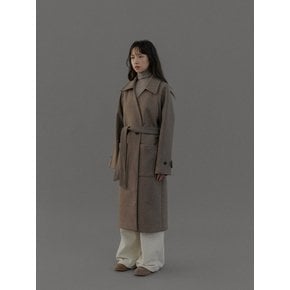 Belt Collar Wool Coat (Beige)