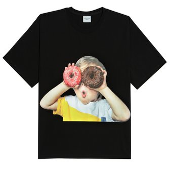 아크메드라비 ADLV BABY FACE SHORT SLEEVE T-SHIRT BLACK DONUTS 1 R 도너츠1R