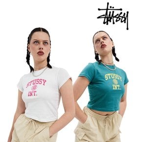 스투시 23ss 애슬레틱 슬림 크롭탑 여자 반팔 티셔츠