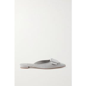 Maysale Buckled Suede Point-toe Flats 라이트 그레이