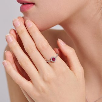  [도로시] 18k 헤일로 오벌컷 루비 반지(랩다이아몬드)