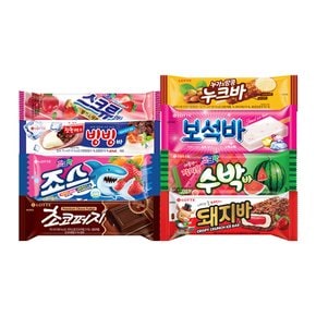 죠스x5개+스크류x5개+보석x5개+수박x5개+빙빙x5개+초코x5개+돼지x5개+누크x5개