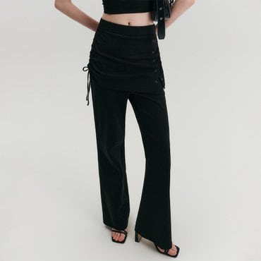 룩캐스트 로빈 레이어드 세미 부츠컷 팬츠_블랙 / ROBIN LAYERED SEMI BOOTCUT PANTS_BLACK