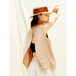 Back Open Beige Vest