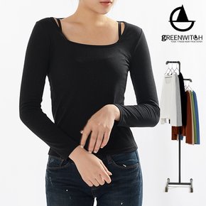 보온력 스퀘어넥 약기모 크롭티 슬림핏 요가복 zy498