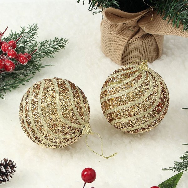 로열골드 글리터 장식볼 2p세트(10cm) (반짝회오리)