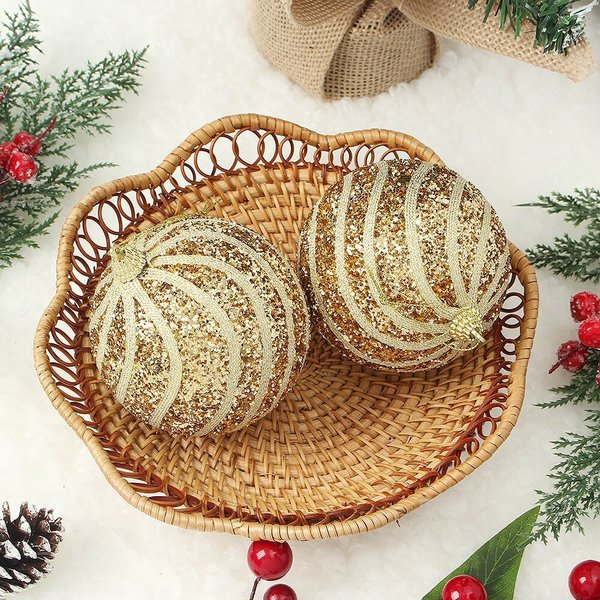 로열골드 글리터 장식볼 2p세트(10cm) (반짝회오리)