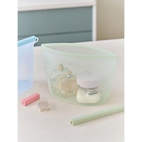 디엣지 실리콘 지퍼백 스탠딩 밀폐용기 다회용 실리콘팩 2000ml
