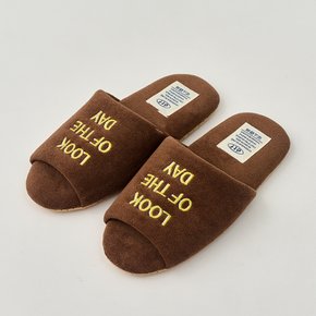 테리 레터자수 슬리퍼 브라운 L