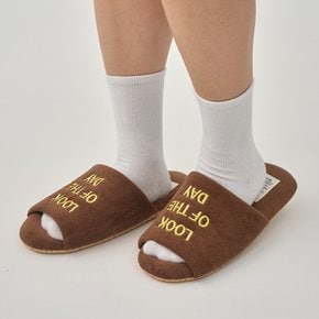 테리 레터자수 슬리퍼 브라운 L