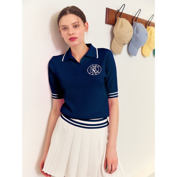 [RCMKP01NV] 시그니쳐 케이블 카라 니트 NAVY