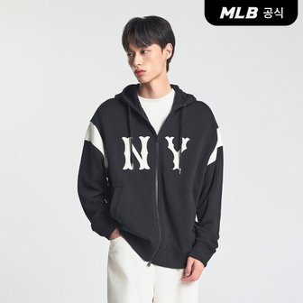 MLB [코리아공식] 스포티브 바시티 어깨배색 후드집업 NY (Black)