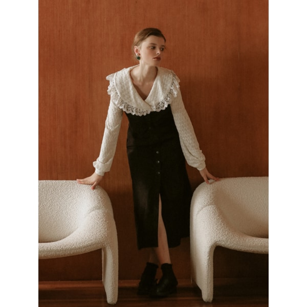 Winter in black dress