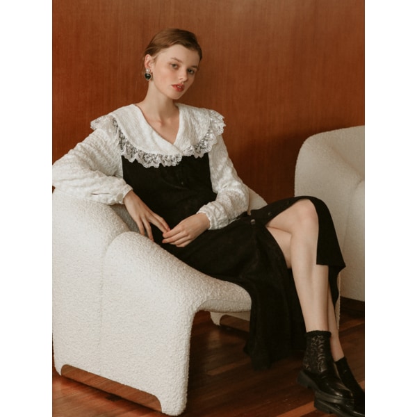 Winter in black dress