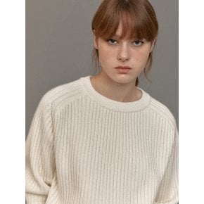 CASHMERE RIBBED BASIC KNIT (CREAM)