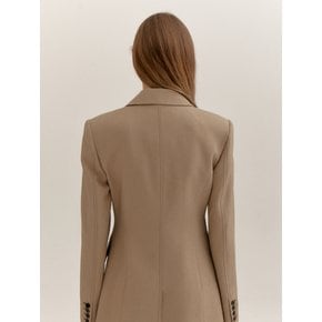 WOOL TWILL THREE BUTTON JACKET (BEIGE)