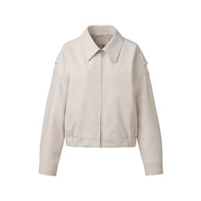 Italian vegetable Lambskin Semi crop bomber JK_Cream