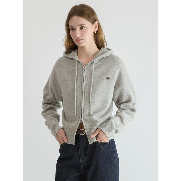 Hooded Knit Zip-Up Grey AT5SWF019GE