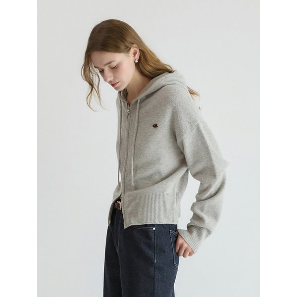 Hooded Knit Zip-Up Grey AT5SWF019GE