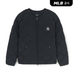 MLB [코리아공식] 베이직 U넥 경량 숏패딩 NY (Black)