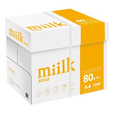 miilk 한국 밀크베이지 미색용지 A4 복사용지(A4용지) 80g 2500매 1BOX /