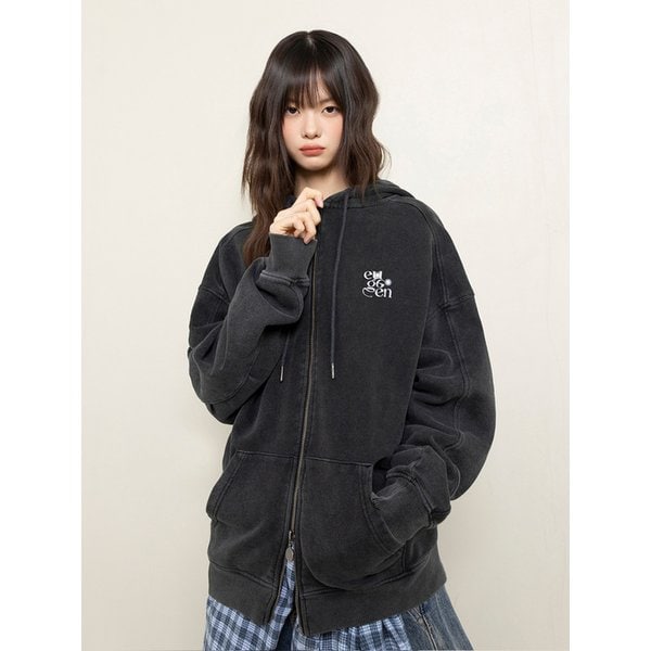 2WAY 후드 집업_피그먼트 차콜