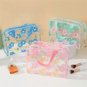 pvc 비치 백 pvc 수영 가방 꽃무늬 투명 여행용 휴대용 물놀이 목욕