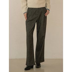 SIPT7061 wool two tuck wide slacks_Melange charcoal