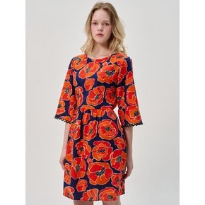 Tropical Flower Babydoll Dress_Orange