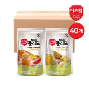 CJ이츠웰 플리또 과일주스 파우치 130ml 혼합 40개 (오렌지 20+망고 20)