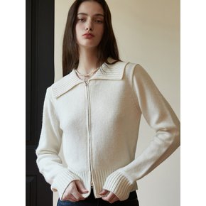 AD016 merino wool collar 2way zip-up knit (ivory)