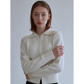 AD016 merino wool collar 2way zip-up knit (ivory)